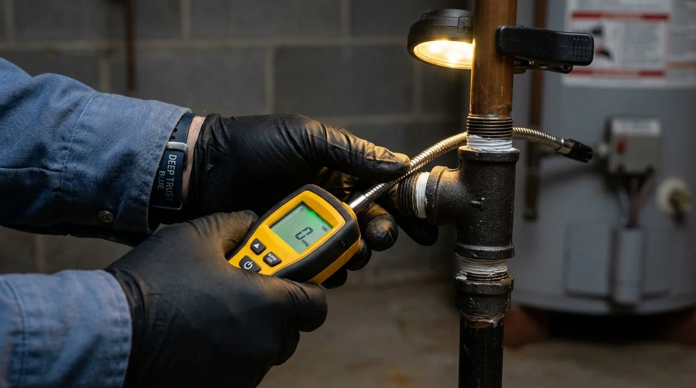 Gas leak detection with electronic sniffer by Johns Plumbing LLC in Closter